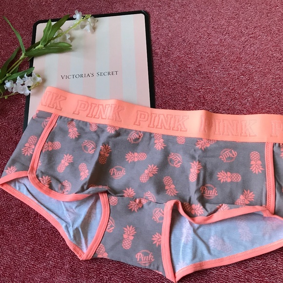 Victoria's Secret PINK M Logo Boyshort Pineapple T - Picture 2 of 3